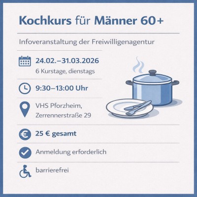 Kochkurs für Männer 60+ startet an der VHS Pforzheim